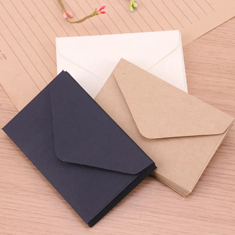 20 ΤΕΜ Classical White Black Kraft Blank Mini Paper Window Φάκελοι Προσκλητήριο γάμου Φάκελος δώρου