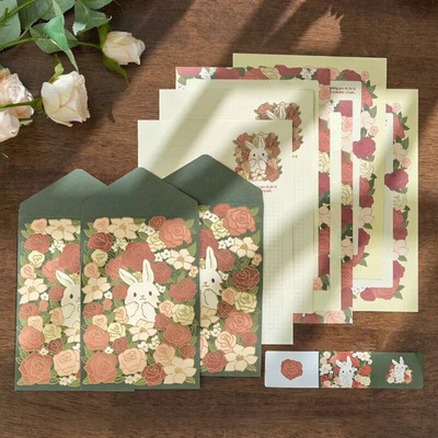 12 τμχ/Σετ Ρομαντικοί φάκελοι Γραπτό γράμμα Χαρτί Σφραγιστικό Αυτοκόλλητα Ευχετήριες Κάρτες Γάμου Κάλυμμα Σχολικό Γραφείο