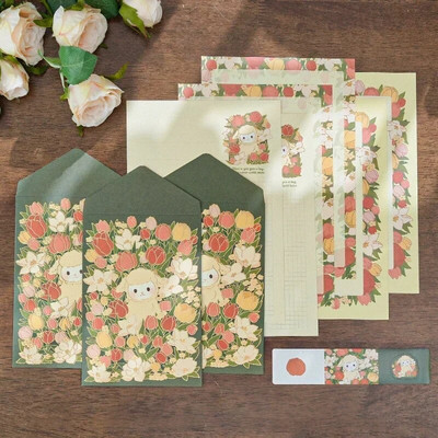 12 τμχ/Σετ Ρομαντικοί φάκελοι Γραπτό γράμμα Χαρτί Σφραγιστικό Αυτοκόλλητα Ευχετήριες Κάρτες Γάμου Κάλυμμα Σχολικό Γραφείο