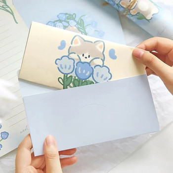Серия букети от сладки анимационни филми, пликове, писма, комплект хартия, отметки, запечатващи стикери, романтични изповедни писма, корейски канцеларски материали
