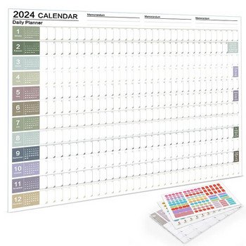 2024 Висящ стенен календар Kawaii Годишен планер Лист Бележка Списък със задачи Организатор Дневен ред График Контролен списък Домашен офис