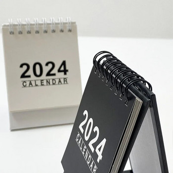Черно бял 2024 2025 Настолен календар Kawaii Coil Календар Списък със задачи Месечен дневен план Органайзер Сладки офис консумативи