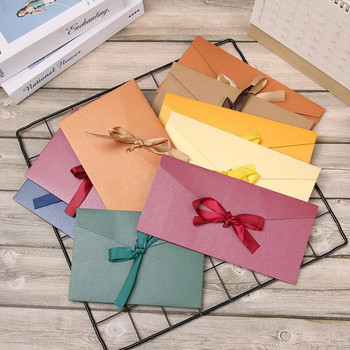 10 бр./компл. ретро перлени хартиени пликове лък дебела панделка креативни цветни чанти за поздравителни картички за сватбени покани подарък пощенски картички