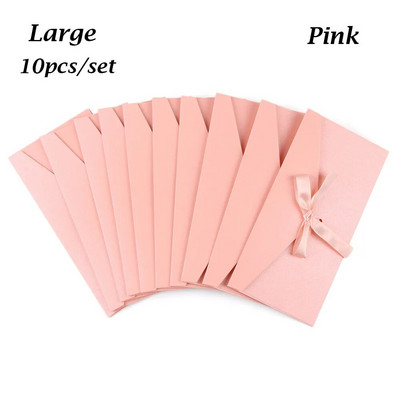 10 tk/komplekt Retro pärlmutterpaberist ümbrik vibu paks lint Loomingulised värvilised õnnitluskaardikotid pulmakutsutud kinkepostkaartidele