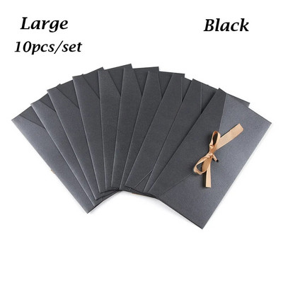 10 tk/komplekt Retro pärlmutterpaberist ümbrik vibu paks lint Loomingulised värvilised õnnitluskaardikotid pulmakutsutud kinkepostkaartidele