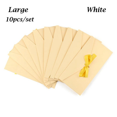 10 tk/komplekt Retro pärlmutterpaberist ümbrik vibu paks lint Loomingulised värvilised õnnitluskaardikotid pulmakutsutud kinkepostkaartidele