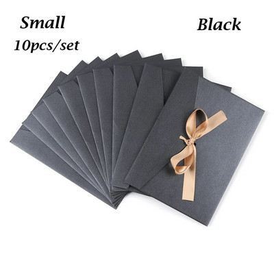 10 tk/komplekt Retro pärlmutterpaberist ümbrik vibu paks lint Loomingulised värvilised õnnitluskaardikotid pulmakutsutud kinkepostkaartidele