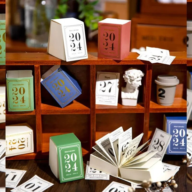 2024 Mini Calendar Book 365 Sheet Tearable Calendars DIY Journal Planner Decoration Material Paper Stickers Αναλώσιμα γραφείου