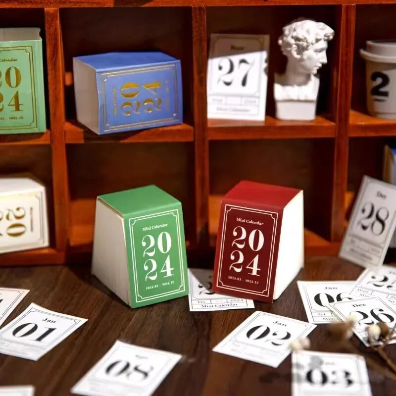 2024 Mini Calendar Book 365 Sheet Tearable Calendars DIY Journal Planner Decoration Material Paper Stickers Αναλώσιμα γραφείου