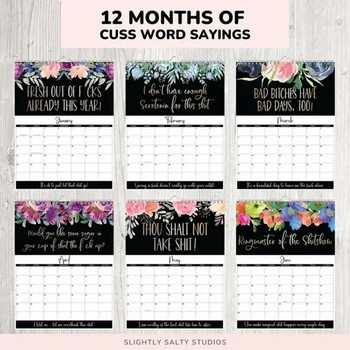 Календар за 2024 г. за уморени жени, хартиени забавни 12 месеца на проклетни думи, стенен календар, вътрешен, креативни новогодишни подаръци