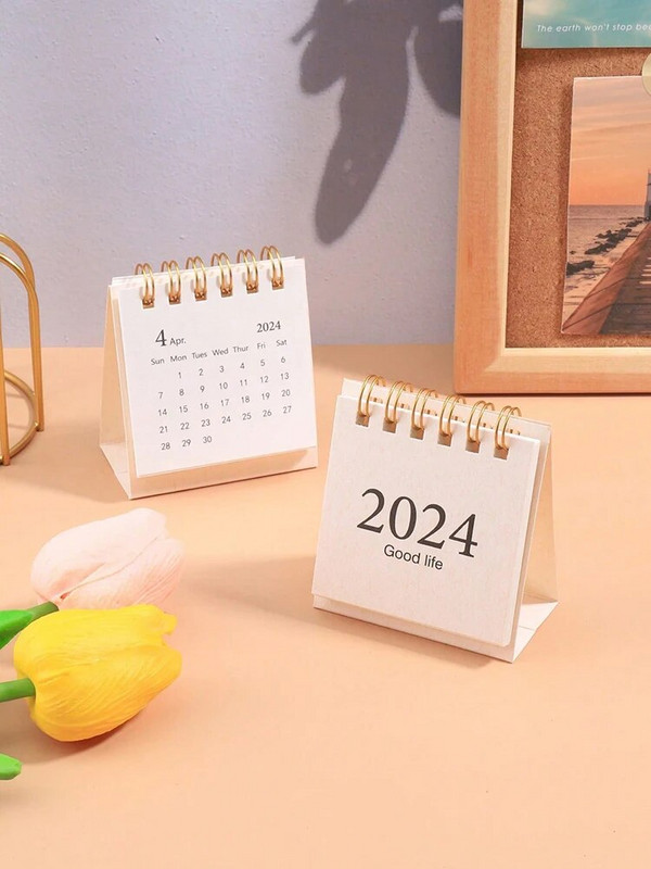 1-osaline Mini 2024 kirjutuslaud Kalender kaasaskantav lauakaunistus Kalender Student 2024 Agenda Plan lauakalender