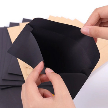 10 бр./опаковка 16 см x 10,8 см крафт черна хартия, плик, карта със съобщение, писмо, стационарна хартия за съхранение, подарък