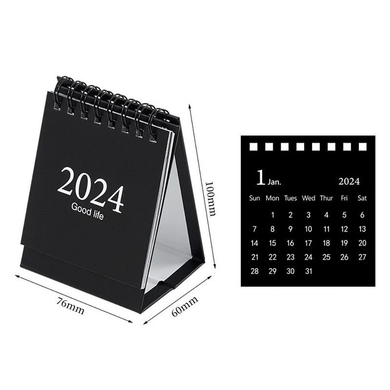 2024 Calendar Time Management Portable Desk Calendar Ημερήσιο πρόγραμμα από τον Αύγουστο 2023 έως τον Δεκέμβριο 2024 με δέσιμο με δύο σύρματα