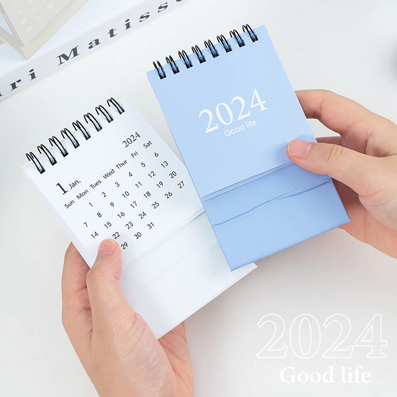 2024 Calendar Time Management Portable Desk Calendar Ημερήσιο πρόγραμμα από τον Αύγουστο 2023 έως τον Δεκέμβριο 2024 με δέσιμο με δύο σύρματα