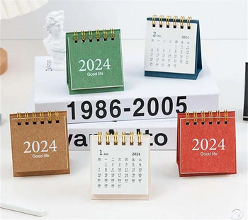 Μίνι επιτραπέζιο ημερολόγιο 2024 Φορητό δημιουργικό σημείωμα Διακόσμηση Μικρό φρέσκο και κομψό ημερολόγιο γραφείου Μηνιαίο προγραμματιστή προμήθειες μαθητών