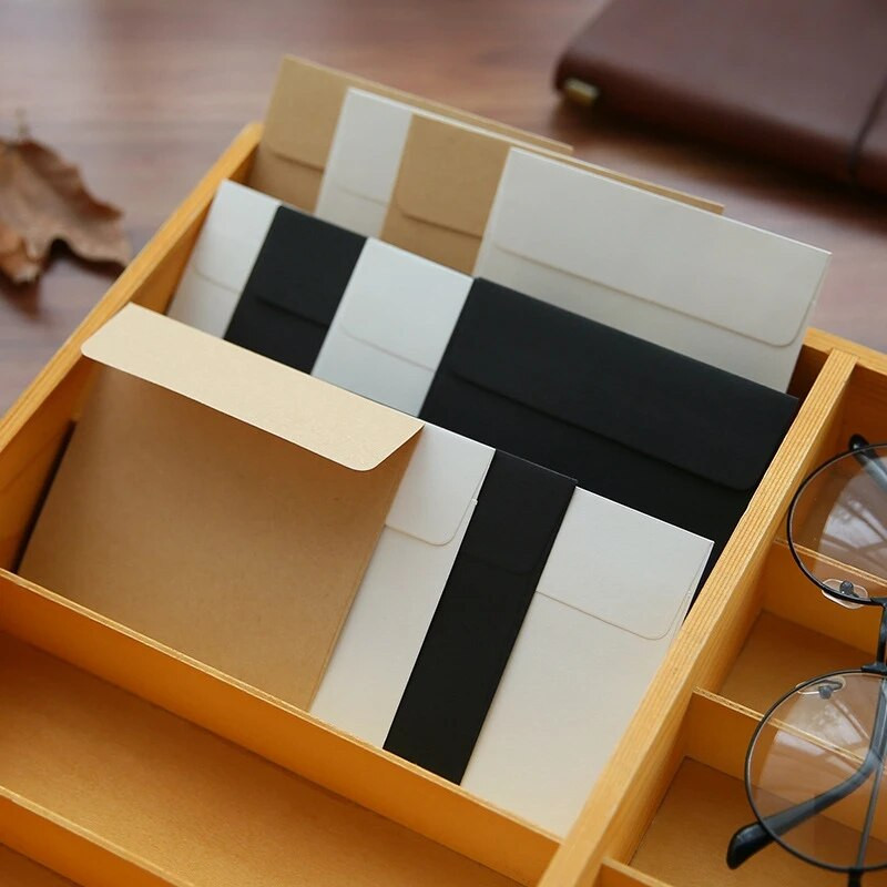 Journamm 10 tk 10 * 10 cm vintage stiilis ümbrik jõupaber/must papp/dowling paber ümbrik kirjatarvete rämpsajakirja varustus