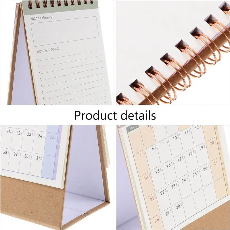 1PC Galda kalendārs 2024 Galda kalendārs Ornaments Stand Up Flip Calendar Decor Desktop Calendar