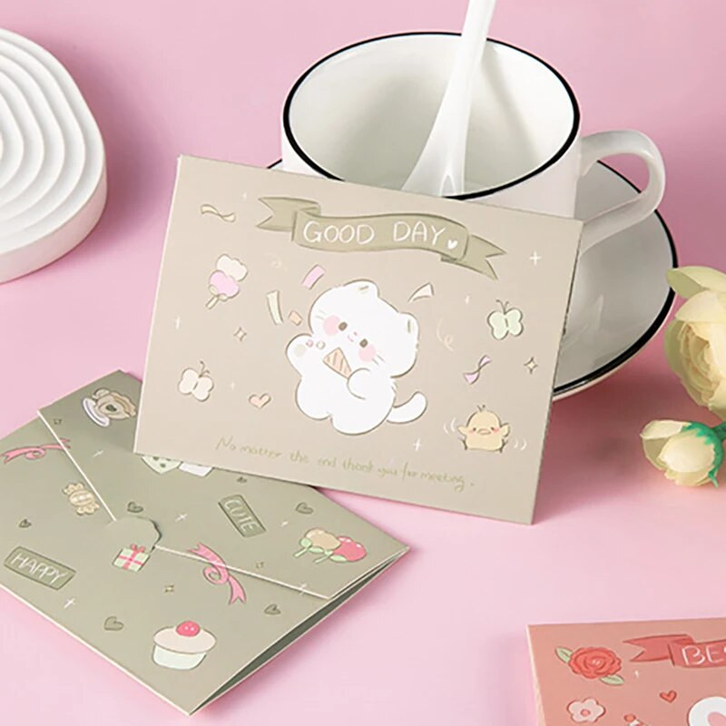 10 tk armsad laste õnnitluskaardid õpilastele isetegemise kimp õnnistuskaardid kingiümbrikud Kawaii kirjatarbed kooli kontorisse