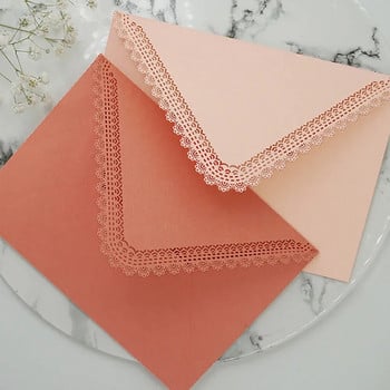 5 τμχ Vintage Western φάκελοι Kawaii Hollow Lace Letter Pads Τσάντα Προσκλητήρια για πάρτι γάμου Κάλυμμα φακέλους για επιστολόχαρτα