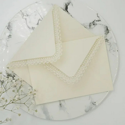 5 τμχ Vintage Western φάκελοι Kawaii Hollow Lace Letter Pads Τσάντα Προσκλητήρια για πάρτι γάμου Κάλυμμα φακέλους για επιστολόχαρτα