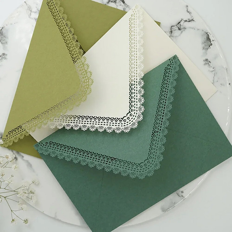 5 τμχ Vintage Western φάκελοι Kawaii Hollow Lace Letter Pads Τσάντα Προσκλητήρια για πάρτι γάμου Κάλυμμα φακέλους για επιστολόχαρτα
