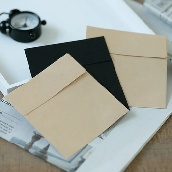 50 бр./лот Винтидж мини пликове 10 см * 10 см Изработени и черни пликове Плик в европейски стил за картичка Сватбен скрапбукинг подарък