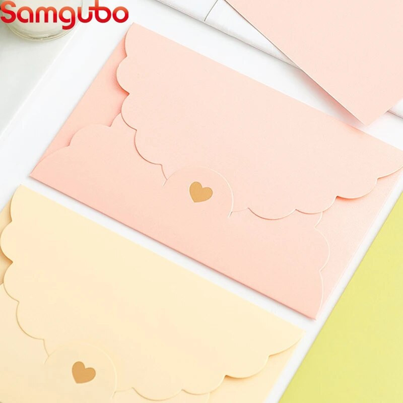 10τμχ/παρτίδα Χρυσή σφραγίδα Καρδιά Φάκελοι Γράμμα Vintage Ιριδίζον Χαρτί φάκελος για Προσκλητήρια Γάμου Σταθερά