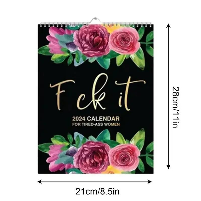 2024. gada kalendārs nogurušām sievietēm, papīrs, smieklīgi 12 mēneši ar vārdiem Sienas kalendārs Radošas Jaungada dāvanas iekštelpām