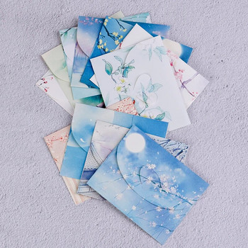 10 бр. Винтидж мини плик с картичка със съобщение в китайски стил, комплект картички с покани за пликове