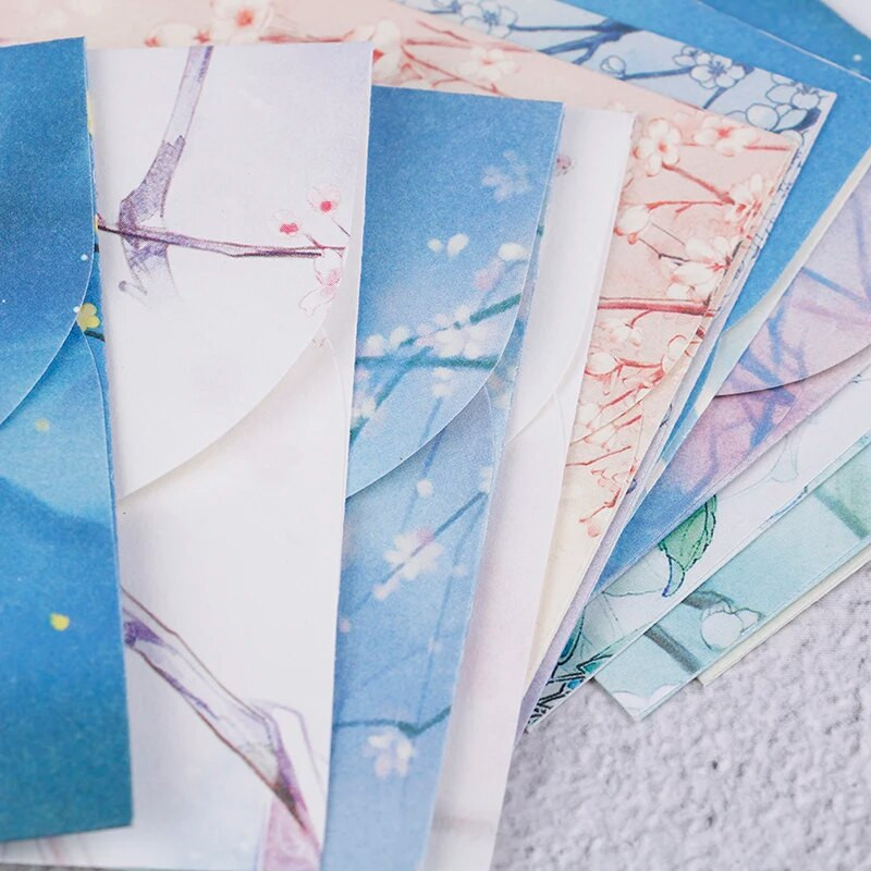 10 vnt kiniško stiliaus vintažinio mini voko pranešimų kortelės Parper voko kvietimų kortelių rinkinys