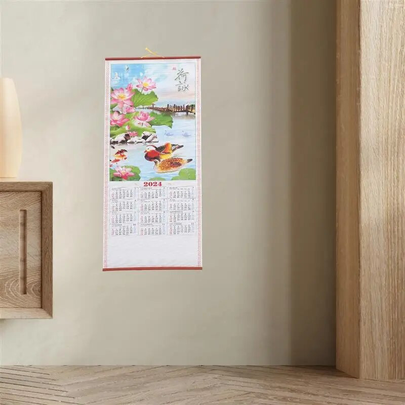 Εκλεκτής ποιότητας σεληνιακό ημερολόγιο 2024 σεληνιακό έτος ημερολόγιο κινέζικο κύλισης ημερολόγιο κινεζικό στολίδι κινούμενα σχέδια εκτύπωσης λουλούδι