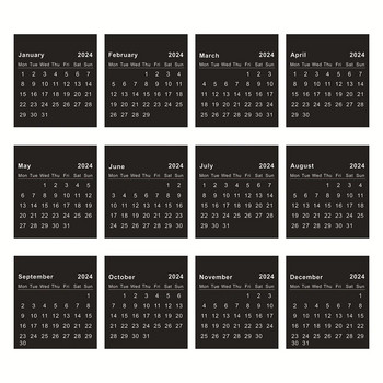 Черно-бял мини календар 2024 2025 Опростен настолен календар за планиране на училищни офиси Организиране на дневен график Консумативи