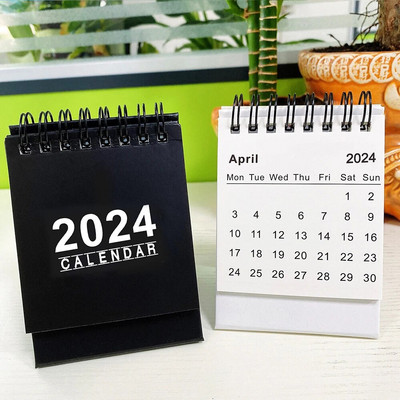 Черно-бял мини календар 2024 2025 Опростен настолен календар за планиране на училищни офиси Организиране на дневен график Консумативи