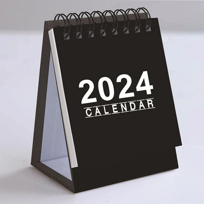Black White Mini Calendar 2024 2025 Simple Style Desk Calendar for School Office Planning Οργάνωση ημερήσιων προμηθειών ωραρίου
