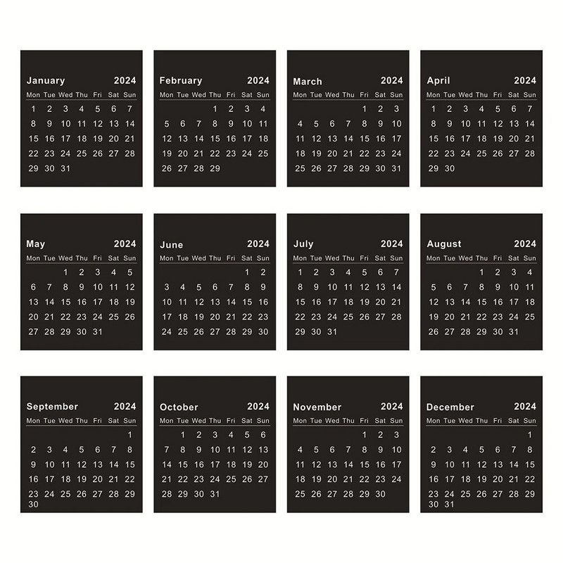 Black White Mini Calendar 2024 2025 Simple Style Desk Calendar for School Office Planning Οργάνωση ημερήσιων προμηθειών ωραρίου