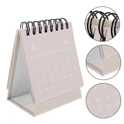 Decor Mini 2024 Kalendar Mali stol Mjesečni stol Bijeli papir Flip Dekorativni ured