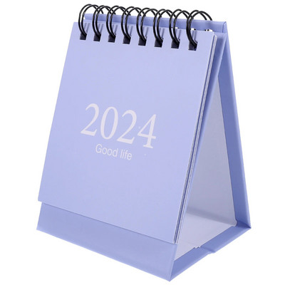 Decor Mini 2024 Kalendar Mali stol Mjesečni stol Bijeli papir Flip Dekorativni ured