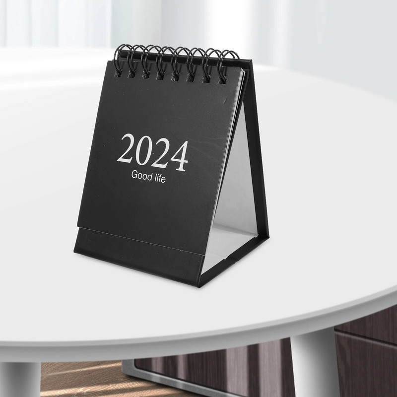 Decor Mini 2024 Kalendar Mali stol Mjesečni stol Bijeli papir Flip Dekorativni ured