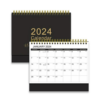 23x19cm голям настолен календар 2024 г. Стоящ флип настолен календар Ежедневно планиране Месечен календар за домашно записване на събития
