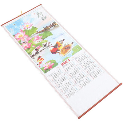 Κινεζικό Ημερολόγιο 2024 Νέο Έτος Απομίμηση Τοίχων Rattan Μηνιαία διακόσμηση δωματίου από χαρτί γραφείου