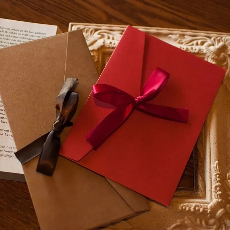 5 tk paksust tahkest paberist ümbrikud Kawaii Bowknot lindist ümbrikud pulmapeole kirjutamiseks Aper kirjapadja kaaned kontoritarbed