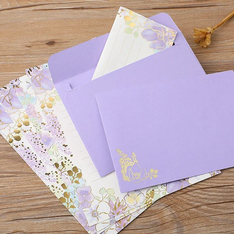 9gab Vintage aploksnes Vēstuļu papīra komplekts Korejiešu rakstāmpiederumi DIY Pastkarte Kāzu ballīte Ielūgumi Karte Vēstuļu bloki Biroja piederumi