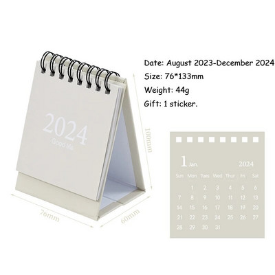 2024. gada mini galda kalendārs, darbvirsmas rotājumi, vienkāršota versija angļu valodā Agenda 2024 biroja piederumi