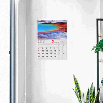 Висящ стенен календар 2024 Трансграничен европейски и американски английски Пейзажна снимка Новогодишни стенни календари за дома