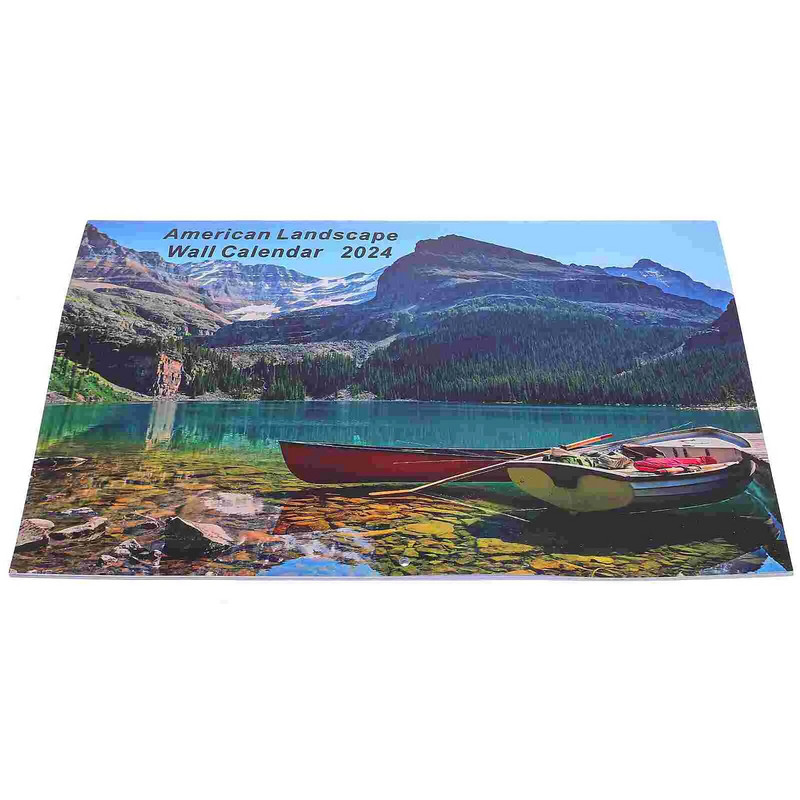 Sienas piekarināmais kalendārs 2024. gada pārrobežu Eiropas un Amerikas angļu valodas ainavu fotoattēlu Jaungada sienas kalendāri mājām