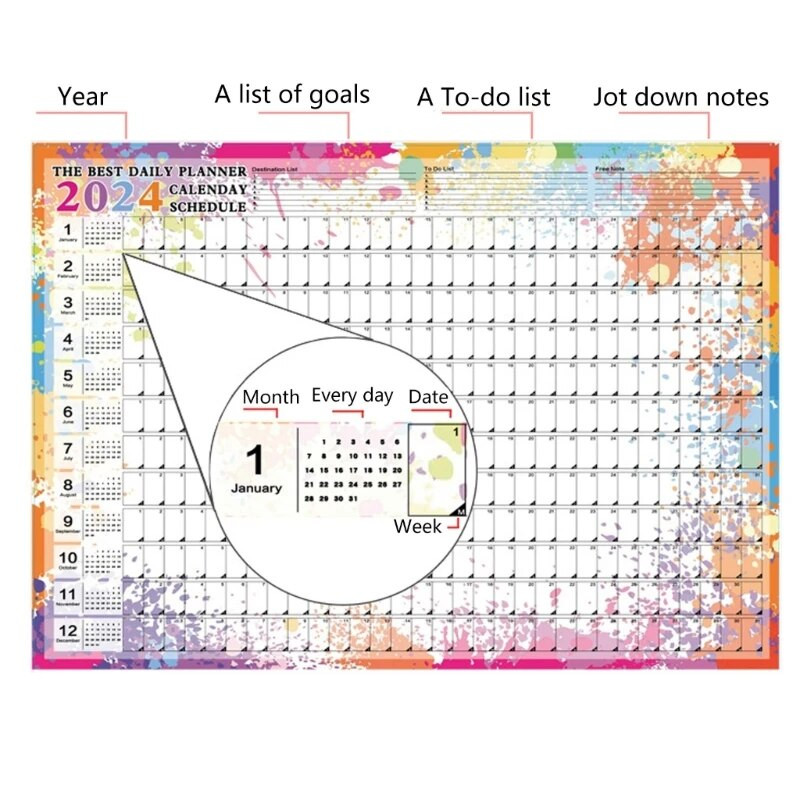 Μηνιαίο 2024 Gift Wall Calendar Sheet Ετήσιο Εβδομαδιαίο Planner To Do List Κρεμαστό Πρόγραμμα Ατζέντας Γραφείο
