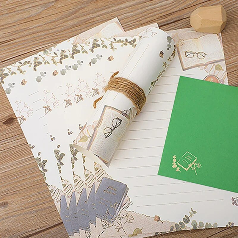 9 tk/komplekt Romantilised vanaaegsed ümbrikud kirjutuspaber DIY pulmapeo kutsekaart kiri paber pronksiv disain kontoritarbed