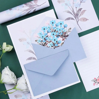 6PCS комплект пликове за писма хартиени щампи с цветни мотиви любовна бележка поздравителна покана картичка канцеларски материали офис училищни пособия