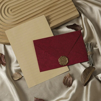5бр. Пликове с ретро текстура Пощенска картичка Висококачествени пликове за подаръци за подложки за писма Сватбена покана Корейски канцеларски материали Офис
