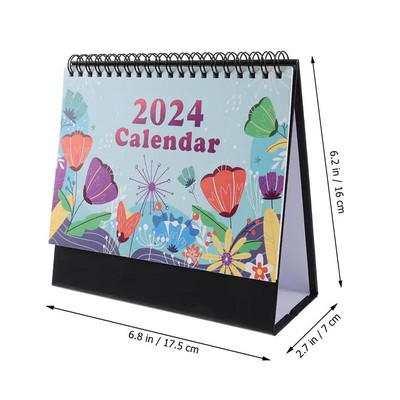 Calendar de birou 2024 Notă de decor american Rechizite de birou Decorează hârtie Calendare lunare Birou în picioare Decor calendar mic
